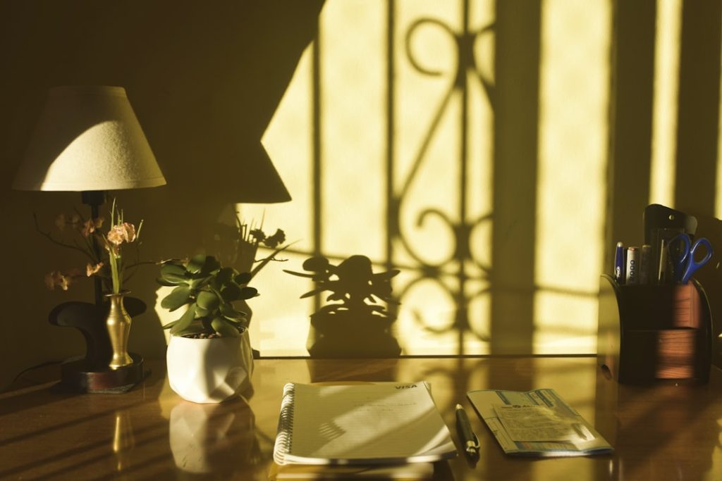 Journal and calm workspace for personal growth planning